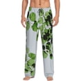 thumbnail image 1 of Fotbe Watercolor Green Leaves Pantalones de Pijama para Hombre, Pantalones de Dormir, Pantalones de Casa con Cintura Ajustable y Bolsillos-Small, 1 of 6