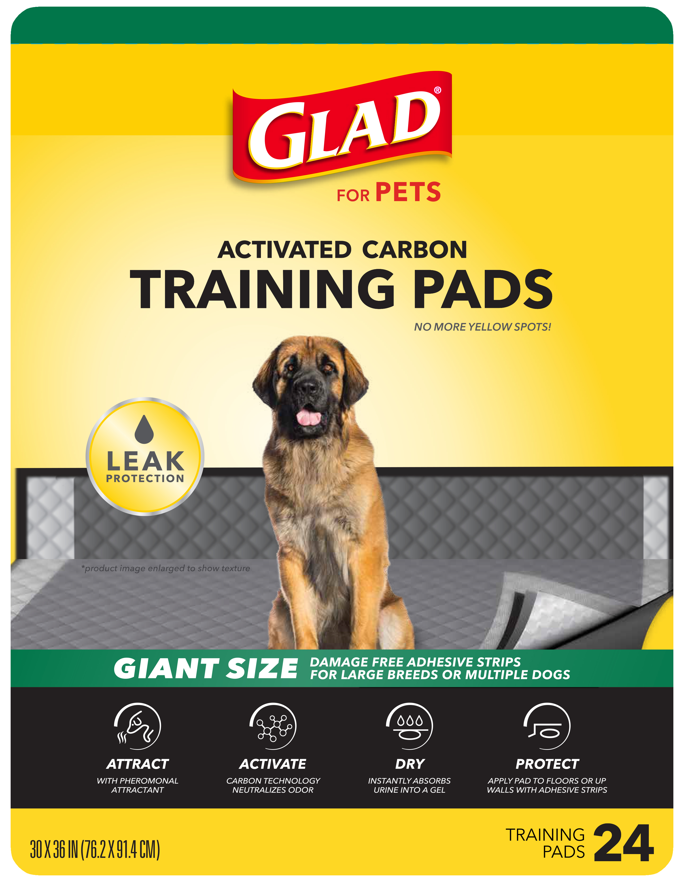 Glad Giant Activated Charcoal Training Pads, 30x36, 24 Count photo 4