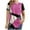 Hot Pink, variant on Erwazi Summer Short Sleeve T Shirts for Women Casual Tunic Tops Color Block Shirt Loose Crew Neck Tops