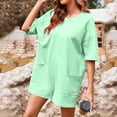 thumbnail image 4 of SDNall Oversized Jumpsuits for Women Solid Athletic Tee Romper Back Half Short Sleeve Workout Rompers Casual Jumpsuit witn Pockets, 4 of 9