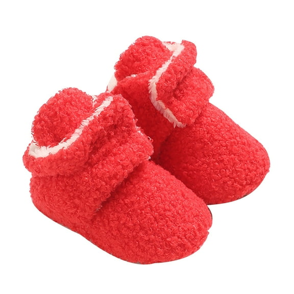 Otqutp Children Casual&nbsp;Sneakers Baby Snow Shoes Prewalker Boots Booties Toddler Soft First Girls Warming Boys Baby Home Shoes Warm Slipper Shoes(Red,3-6 Months)