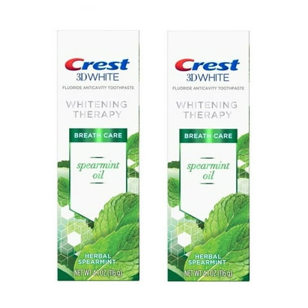 Whitening Spearmint - (2 Pack) Crest 3D Whitening Therapy Toothpaste, Spearmint Oil, 4.1 oz