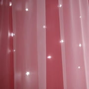 Pink Star Blackout Curtains for Kids Bedroom - Bedroom Star Cutouts Starry Night Drape Panels for Girls Princess Themed Rooms/Nursery Room (39 x 78 Inch)
