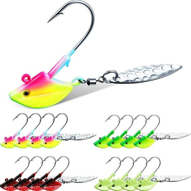 16 Pieces Underspin Jig Heads Fishing Jig Heads Hook with Willow-Shaped  Blade Swimbait Jig Heads Spinner for Bait Lure Freshwater Fishing Saltwater