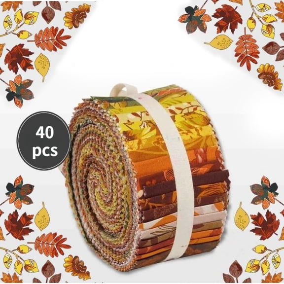 Jelly Roll Fabric Strips for Quilting and Sewing, 2.6" x 20" Precut Fabric for DIY Crafting, 40Pcs Thanksgiving Autumn Series