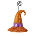thumbnail image 2 of Bethany Lowe 4.50In Witch Hat Orange Glitter, Polyresin, Halloween Place Card Holder Tf2236, 2 of 3