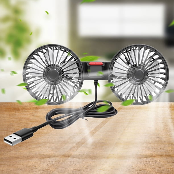 USB 5V Auto ventilación ventilador de ventilador dual CAR CUPA DE SUCCIÓN Ventilador 360 grados Rotación Ajustable 3 velocidades Aplicaciones eléctricas para automóvil