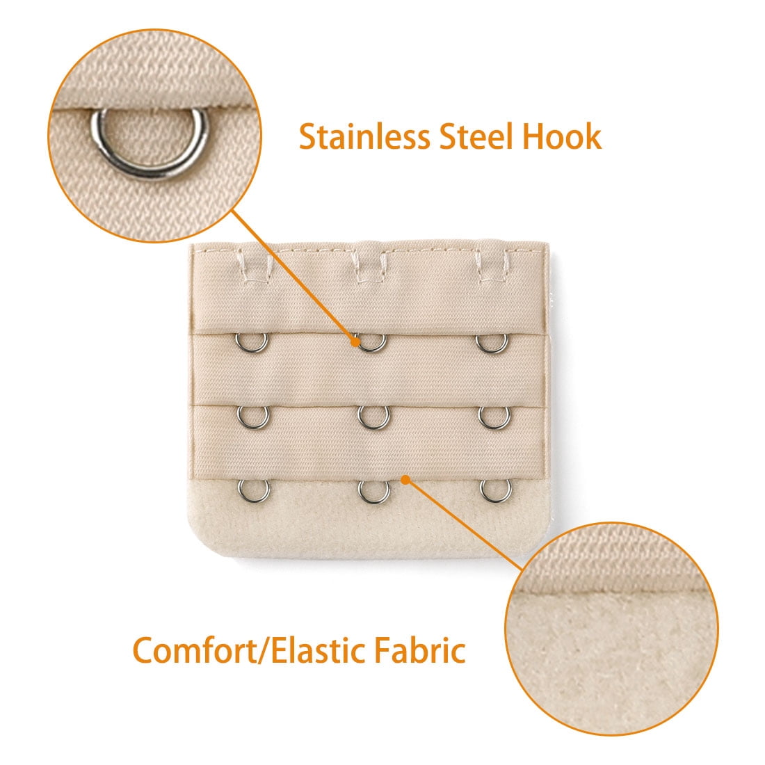 Unique Bargains Women's Bra Extender Strap Extension Buckle 3 Hooks 3 Rows