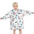 thumbnail image 3 of White Cow Milk Pattern Blanket Hoodies for Kids 6-13YR Oversize Wearable Blanket Hoodies for Boys Girls Teens, 3 of 7