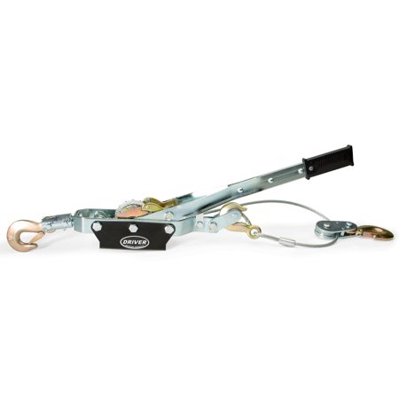Along Power Puller 3 Hooks - Driver Recovery 4-Ton Rachet Come Along Hand Winch - Portable Heavy-Duty Dual Gear Power Cable Puller Tool with 3 Hooks