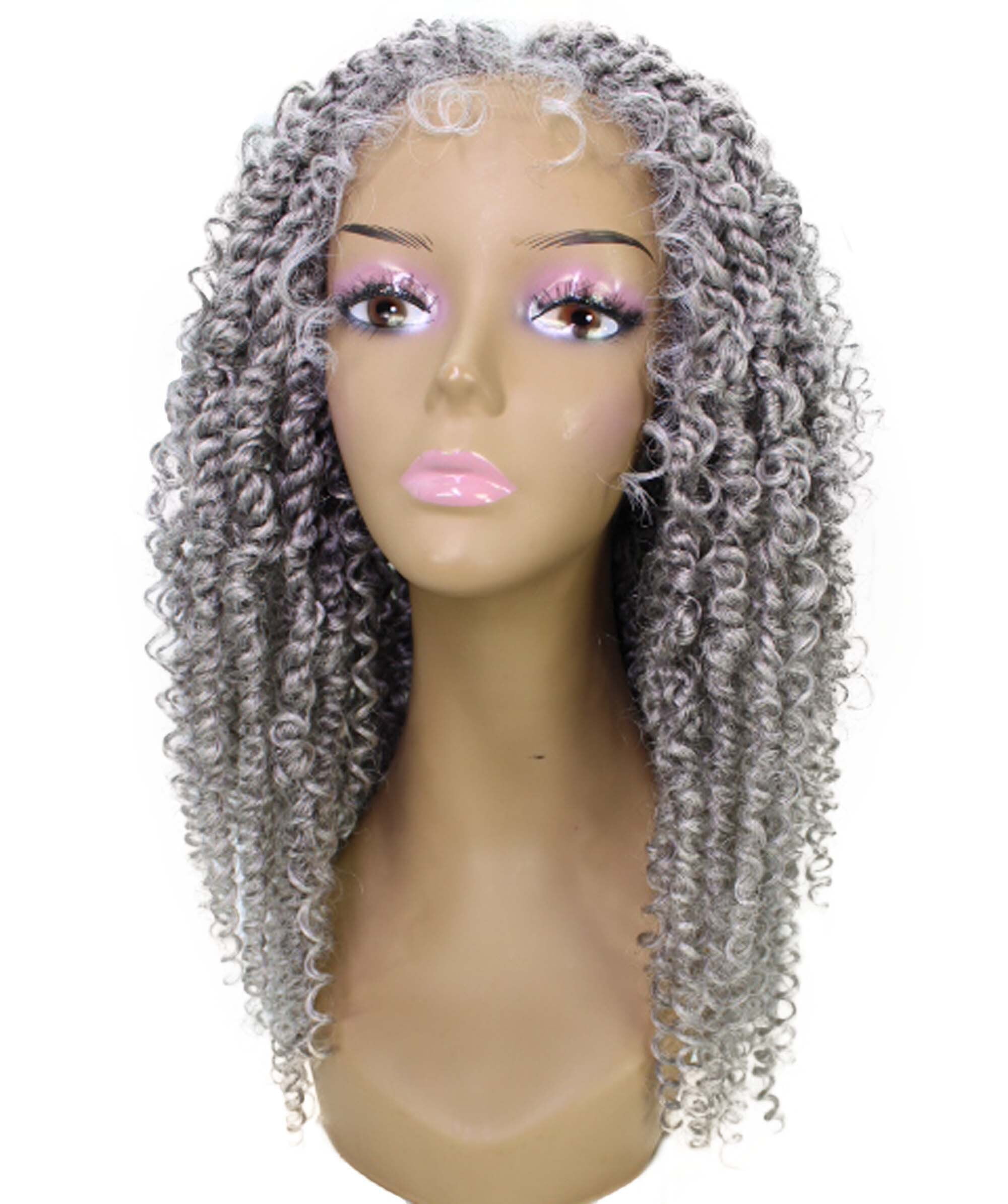 LUXLUXE Curly, Long, Lace Front Wig, Gray, 1 Count For Women Adult