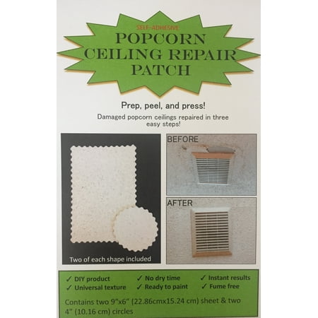 Popcorn Ceiling Repair Patch, Self Adhesive, 3 Steps, Prep, Peel &