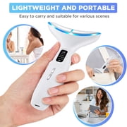 Microcurrent Neck & Face Massager – 3 LED Light Therapy, Vibration & Heat – Portable Skin Lifting & Firming Device for Neck, Chin & Jawline