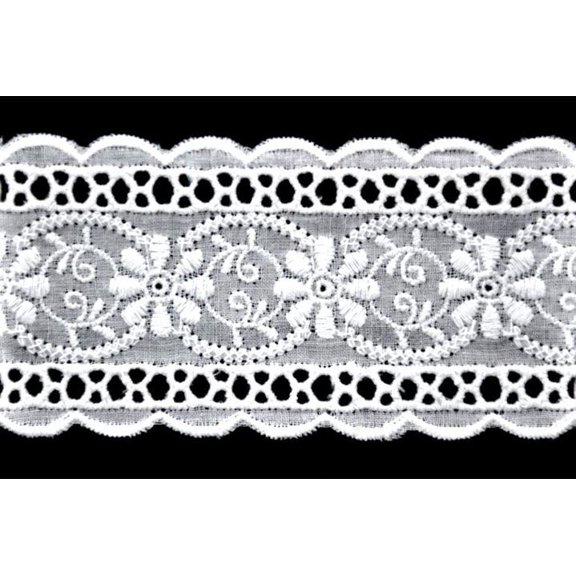 Belagio 2" Wide x 20 Yards, Flat Eyelet Lace Trim, 1 Bolt, White