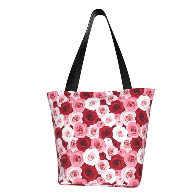 Fotbe Rose Bolsa de Playa con Estampado, Bolsa de Hombro, Bolsa de Mano Espaciosa, Bolsa de Viaje Ligera, Bolsa de Compras Versátil