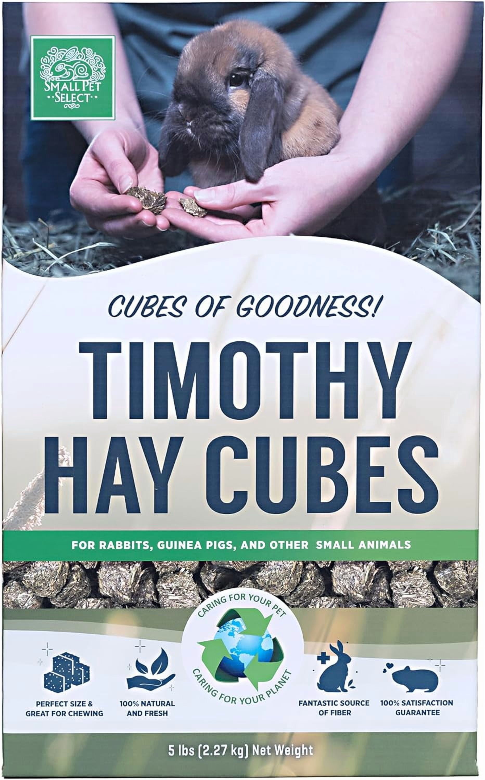 Small Pet Select - Straight Timothy Hay Cubes - 100% All Natural Timothy Hay, Not Blended - Delivered Fresh, Guarantee, (5 lb)