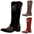 thumbnail image 4 of Leozcaa Cowboy Boots for Women Embroidered Cowgirl Boots Western Mid Calf Chunky Heel Pointed Toe Boot, 4 of 4