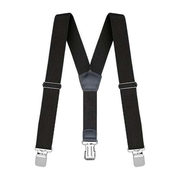 Buyless Fashion Heavy Duty Textured Suspenders for Men - 48" Adjustable Straps 1 1/4" - Y Shape
