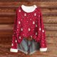 thumbnail image 3 of MHFRRA Camiseta de Manga Larga con Cuello, Estampado Festivo, Blusa Informal Suave y Acogedora con Cuello Redondo para Atuendos de Fiesta de Temporada. Rojo, 3 of 3
