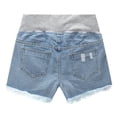 thumbnail image 4 of Pounoo Women's Maternity Shorts Over Belly Frayed Detail Denim Shorts Summer Style Breathable Relaxed Fit Maternity Shorts Gift, 4 of 8