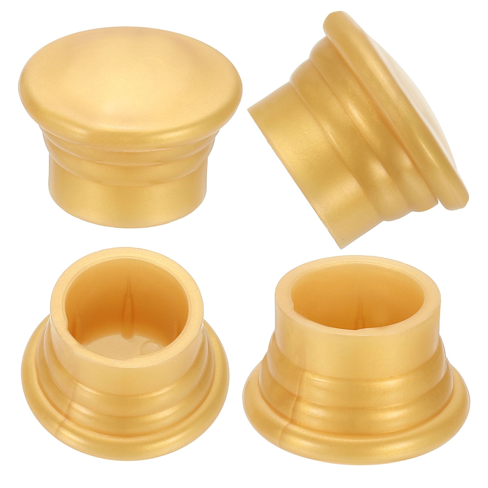 Unique Bargains Curtain Rod Ends Plastic Drapery Rail Pole Head Cap Finial Gold