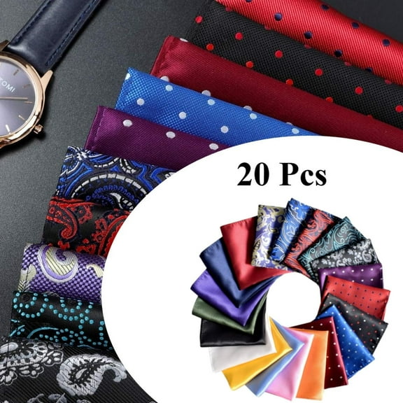 Pocket Squares for Men 20 pack Mens Pocket Squares handkerchiefs Set Assorted Colors with Box