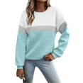 thumbnail image 4 of Women's Crewneck Sweatshirts Color Block Dressy Pullover Casual Long Sleeve Tops Trendy 2025, 4 of 5