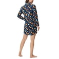 thumbnail image 5 of INK + IVY Women's Long Sleeve Printed Notch Collar Sleepshirt Nightgown (Blue, L), 5 of 6