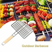 RKZDSR Foldable Barbecue Grilling Basket Grill BBQ Net Steak Meat Fish Vegetable Holder Kitchen Appliances