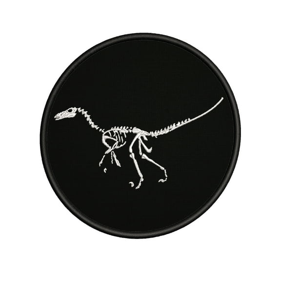 Raptor Skeleton Embroidered DIY Iron on or Sew-on Decorative Patch Badge Emblem Appliques Dinosaur Bones Jurassic Park Series