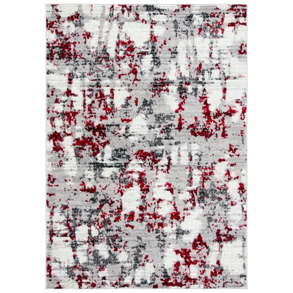 SAFAVIEH Skyler Langston Distressed Area Rug, Grey/Red, 6' x 9'