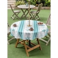 thumbnail image 4 of Outdoor Tablecloth with Umbrella Hole for Patio/Picnic/Party/Camping, Aqua Coastal Striped Waterproof Table Cloth Round Cover Washable, Modern Nautical Thin Stripes (Dia 60"), 4 of 9