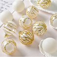 thumbnail image 4 of Twfbrm 16 Pcs Christmas Tree Balls Ornaments, 2.36" White & Gold Shatterproof Plastic Decorative Ball Pendants, 4 Style Glitter Xmas Tree Hanging Baubles Christmas Decorations for Home Party, 4 of 6