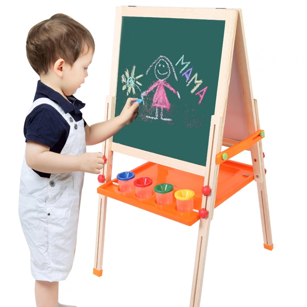 EBTOOLS Wooden Double Sided Kids Easel Whiteboard Chalkboard Standing 