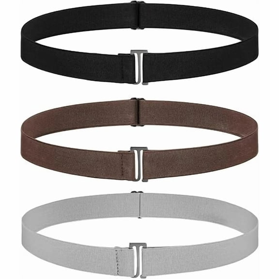 SATINIOR 3 Pack Women Elastic Stretch Belt Invisible Belts with Flat Buckle for Jeans Pants Dresses