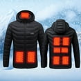 thumbnail image 2 of Mens' Winter Heated with Temperature Control Smart Heating Jacket for Cold Weather Outdoor Solid Padded Jacket Warm Quilted Coats A-Black 5XL, 2 of 4