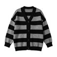 thumbnail image 5 of yillto Women Cardigan V Neck Button down Striped Sweater Knit Long Sleeve Loose Cardigans S-XXXL, 5 of 7