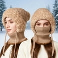 thumbnail image 2 of HNMKIU Winter Knitted Scarf and Hat Set for Outdoor Cold Weather Thermal Face Khaki,One Size, 2 of 5