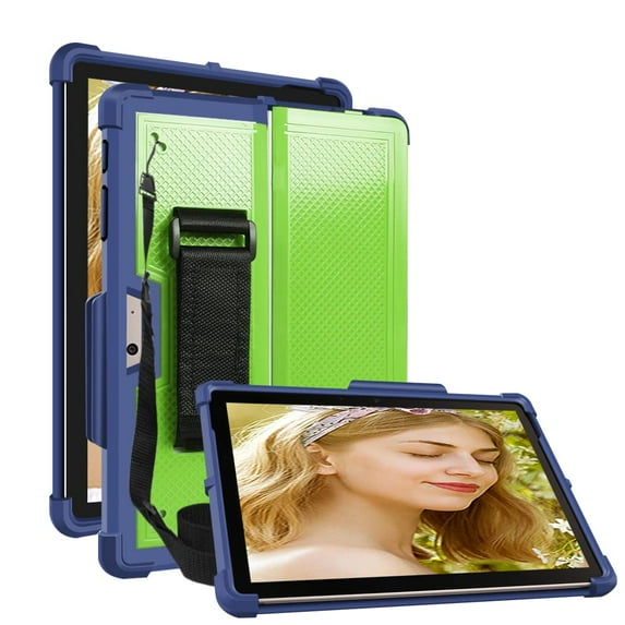 SOATUTO For Microsoft Surface Go 3 (2021)/ Surface Go 2 2020 / Surface Go 2018 Tablet Case Hard Back Protective Cover Case with Pen Holder Hand Strap Compatible with Type Cover Keyboard - Navy+Green