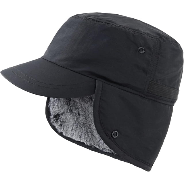 1 gorro de esquí de invierno con protección auditiva para hombre, gorro de invierno con visera y orejeras cálidas, gorra de béisbol de piel sintética.