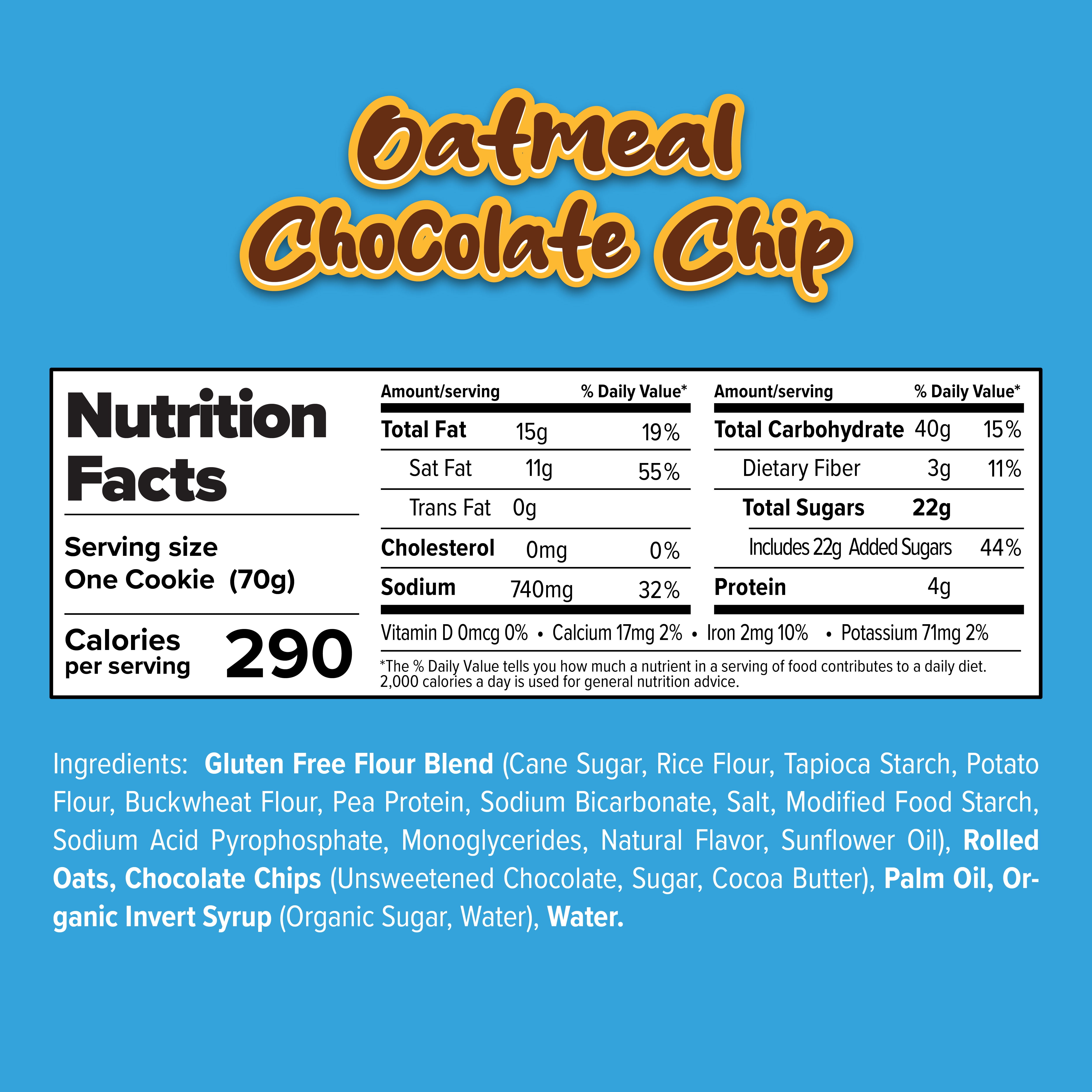 Amazing Cookies - Oatmeal Chocolate Chip - Gluten Free, Vegan, 12ct Individually Wrapped