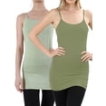 thumbnail image 1 of Women's & Juniors Built in Bra Adjustable Spaghetti Straps 23 1/2" Long Camisole Tank Top, 1 of 2