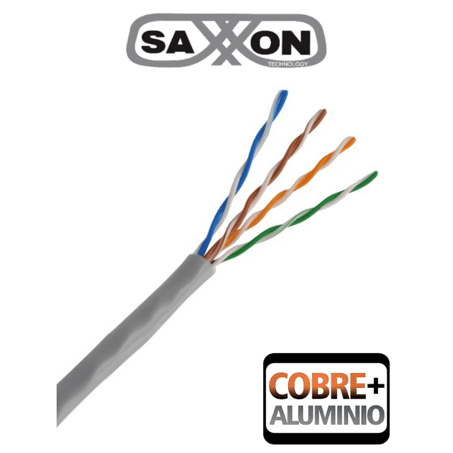Bobina de Cable UTP Cat5e 100 Metros Color Gris Interior Saxxon OUTP5ECCA100G