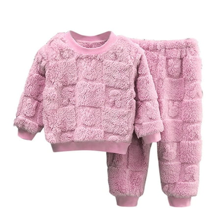 

Girls Fuzzy Pants Set Warm Kids Shaggy Fleece Sweatshirt and Joggers Sets 2 Piece Winter Pajamas Outfits (13 Years Pink)