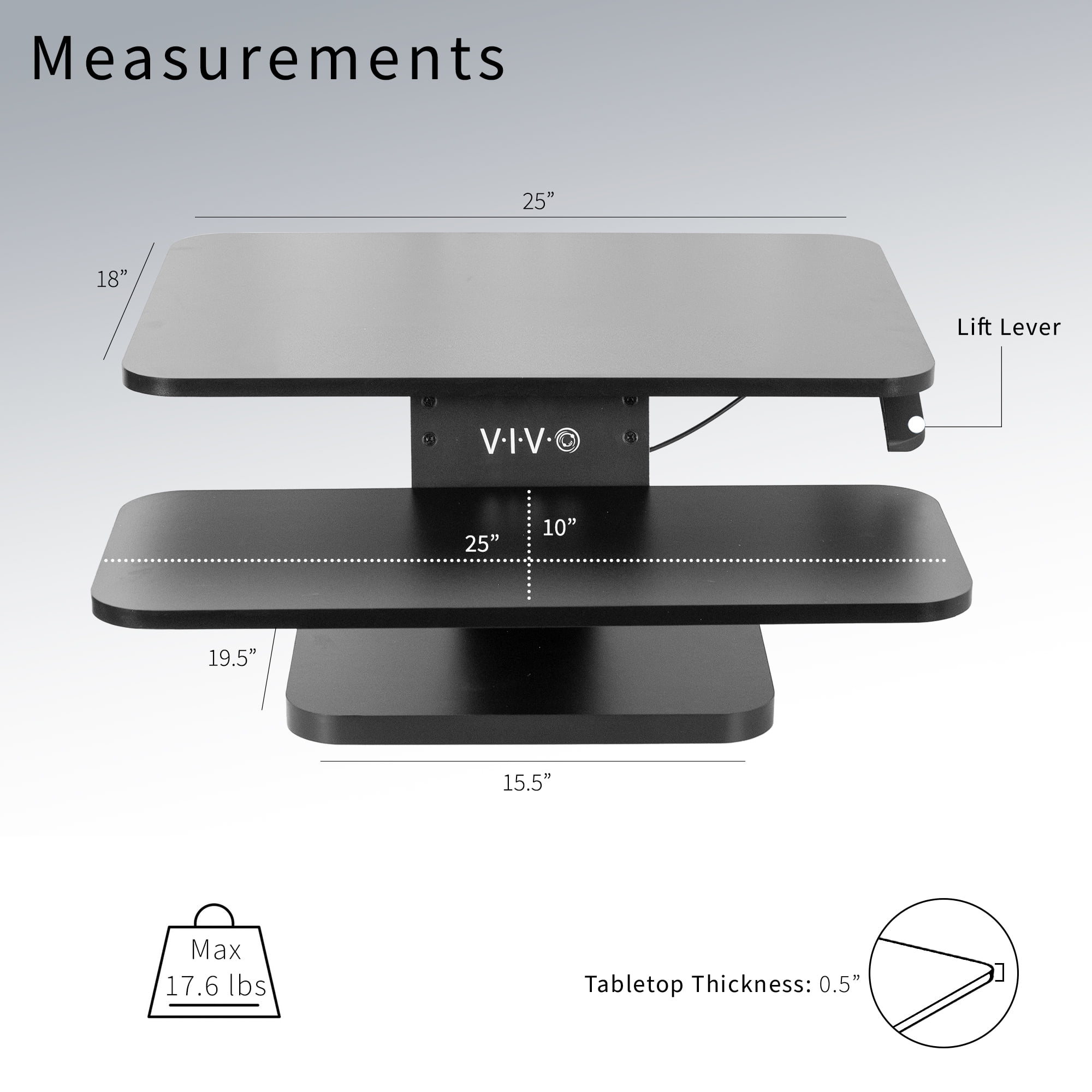 VIVO Height Adjustable Standing Desk Gas Spring Riser 25" Tabletop Sit Stand