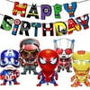 Superhero Happy Birthday Party Decorations for Boys Girls With Happy Birthday Banner and Captain American Spider-Man Iron-Man Balloons Superhero Party Supplies Balloons