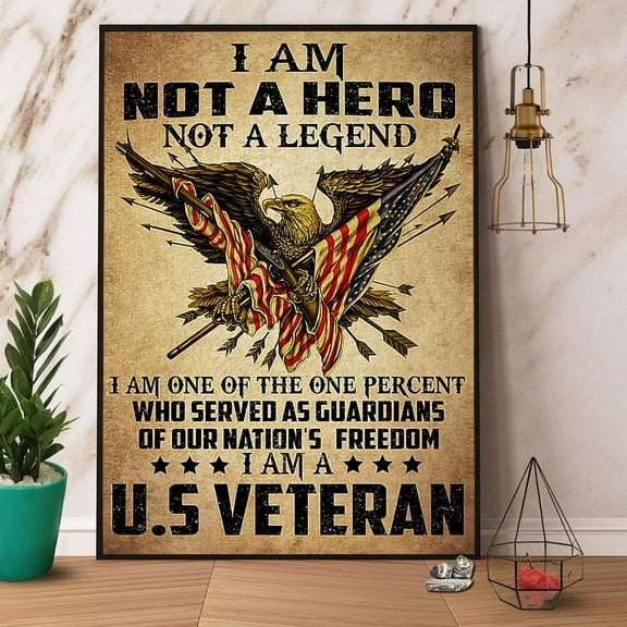 Us Veteran I Am Not A Hero Vintage Paper Poster No Frame Matte Wall Art Decor 11 x 17 Inch Poster