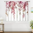 thumbnail image 4 of Burgundy Eucalyptus Small Kitchen Curtains Watercolor Red Leaves Window Treatment Flower Floral Plant Botanical Cafe Short Curtains for Bathroom Dining Fall Tier Treatment Drapes 26x36 inch, 4 of 6