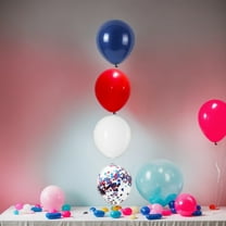 12 Inch Red Balloons And 12 Inch Navy Blue Balloons With Confetti Balloons，50pcs，for Decorations Independence Day Patriotic Anniversary Party Decoration