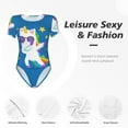 thumbnail image 6 of Easygdp Cool Unicorn Star Golden Women'S Waist-Cinching Short-Sleeved Onesie, Olastic Onesiet,Snaps At Bottom,Easy To Put On And Take Off - Medium, 6 of 9